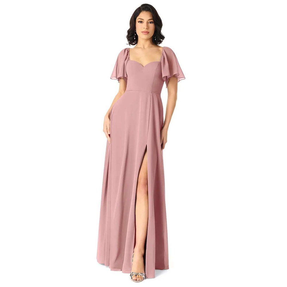 Azazie Chloe Dusty Rose A-Line Sweetheart Neckline Chiffon Dress Custom Size